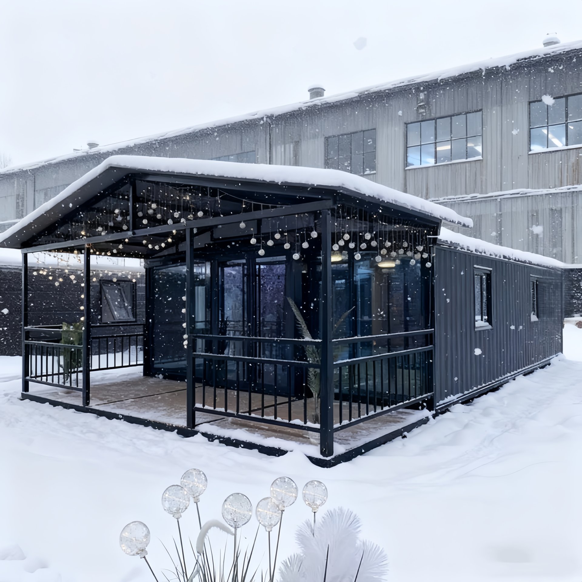 20FT black winter folding container home with insulated walls