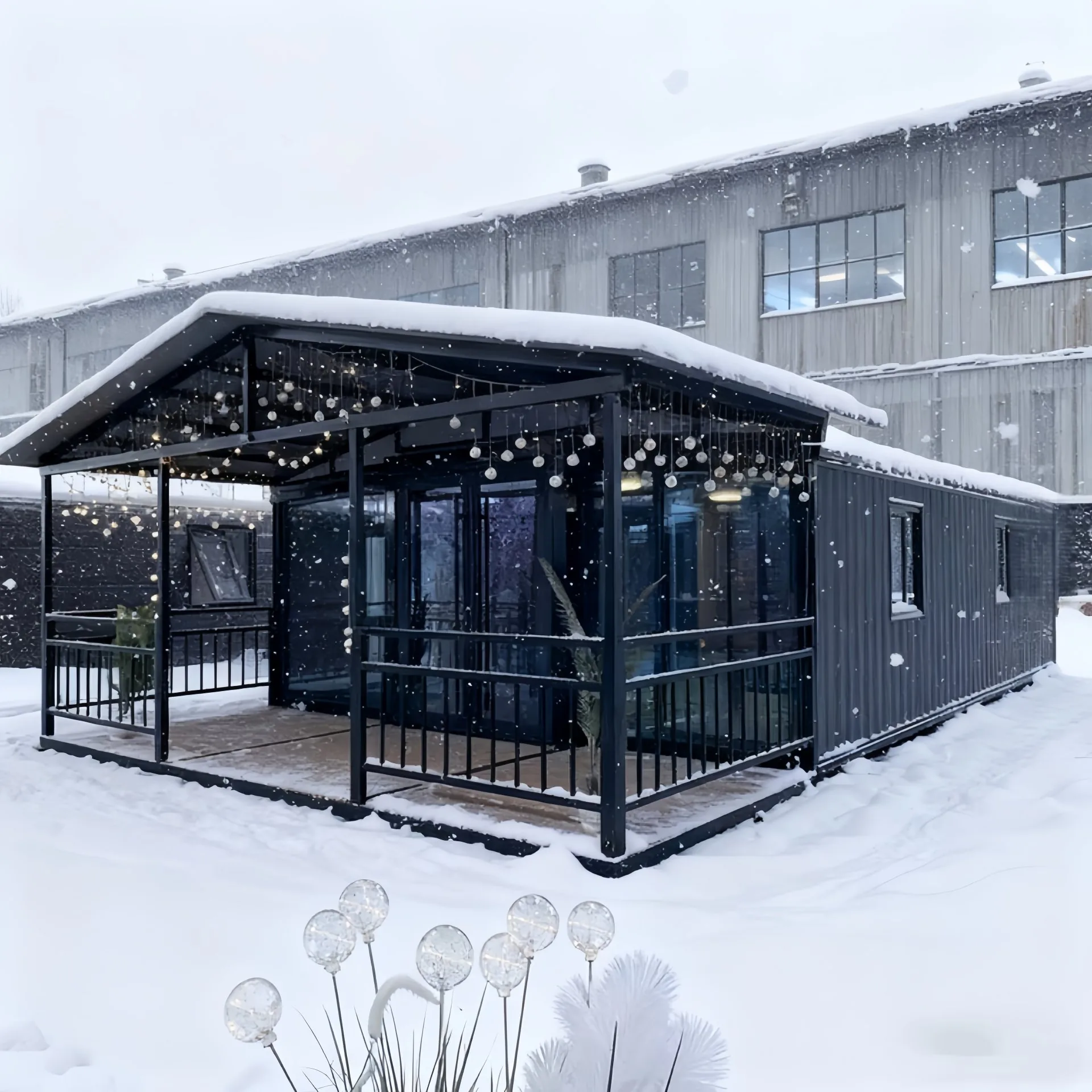 20FT black winter folding container home with insulated walls