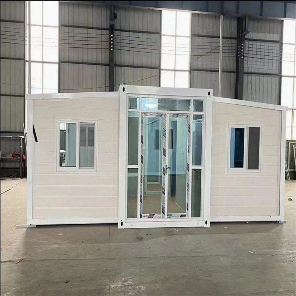 30FT Wood-Grain Folding Container Residence with Glass Doors